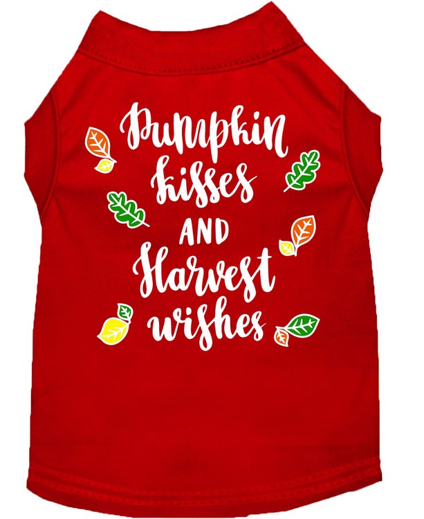 Pumpkin Kisses Screen Print Dog Shirt Red XS